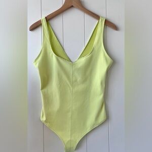 Free People Intimately bodysuit neon yellow lime green Size Large New